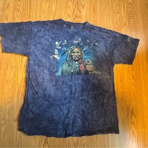 Men’s Vintage Blue Graphic T-Shirt with Native American Design 2XL